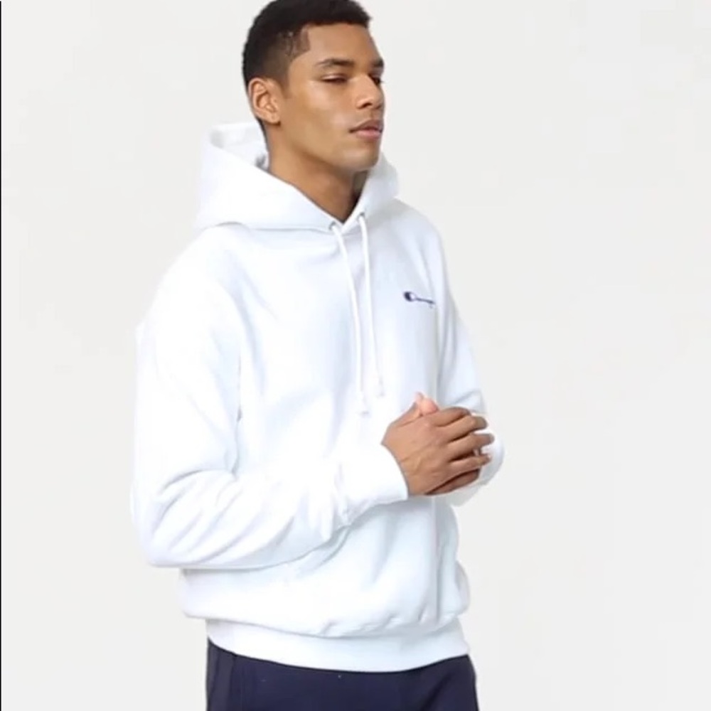 Small Men’s white Champion Reverse Weave Hoodie